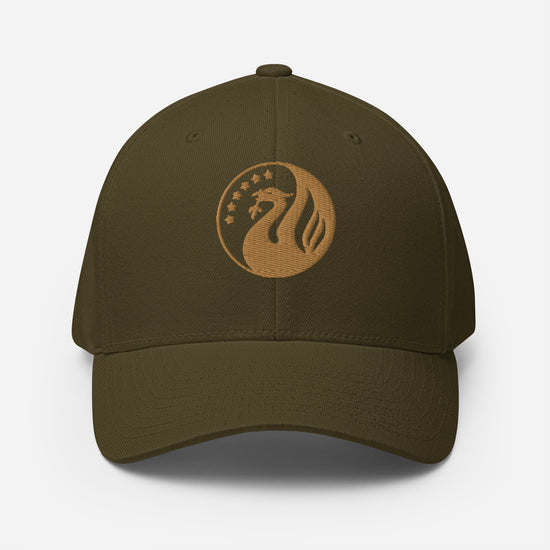 Liver Burd Stretch Fit Baseball Hat with Embroidered Gold Crest