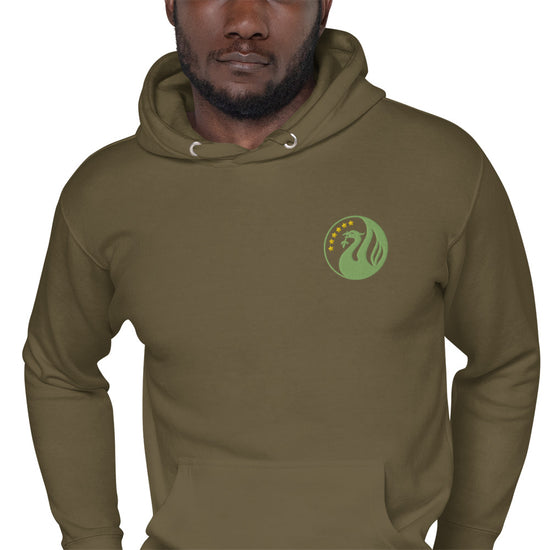 Liver Burd Military Green Unisex Hoodie with Embroidered Logo